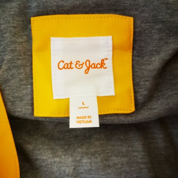 Cat & Jack Rubberized Rain Jacket Coat, Yellow, Large - Picture 3 of 4